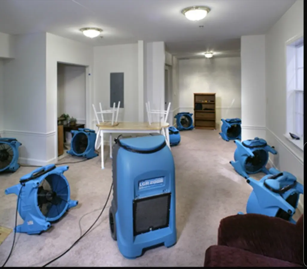Air movers and dehumidifier setup for Water Extraction & Removal in Long Branch